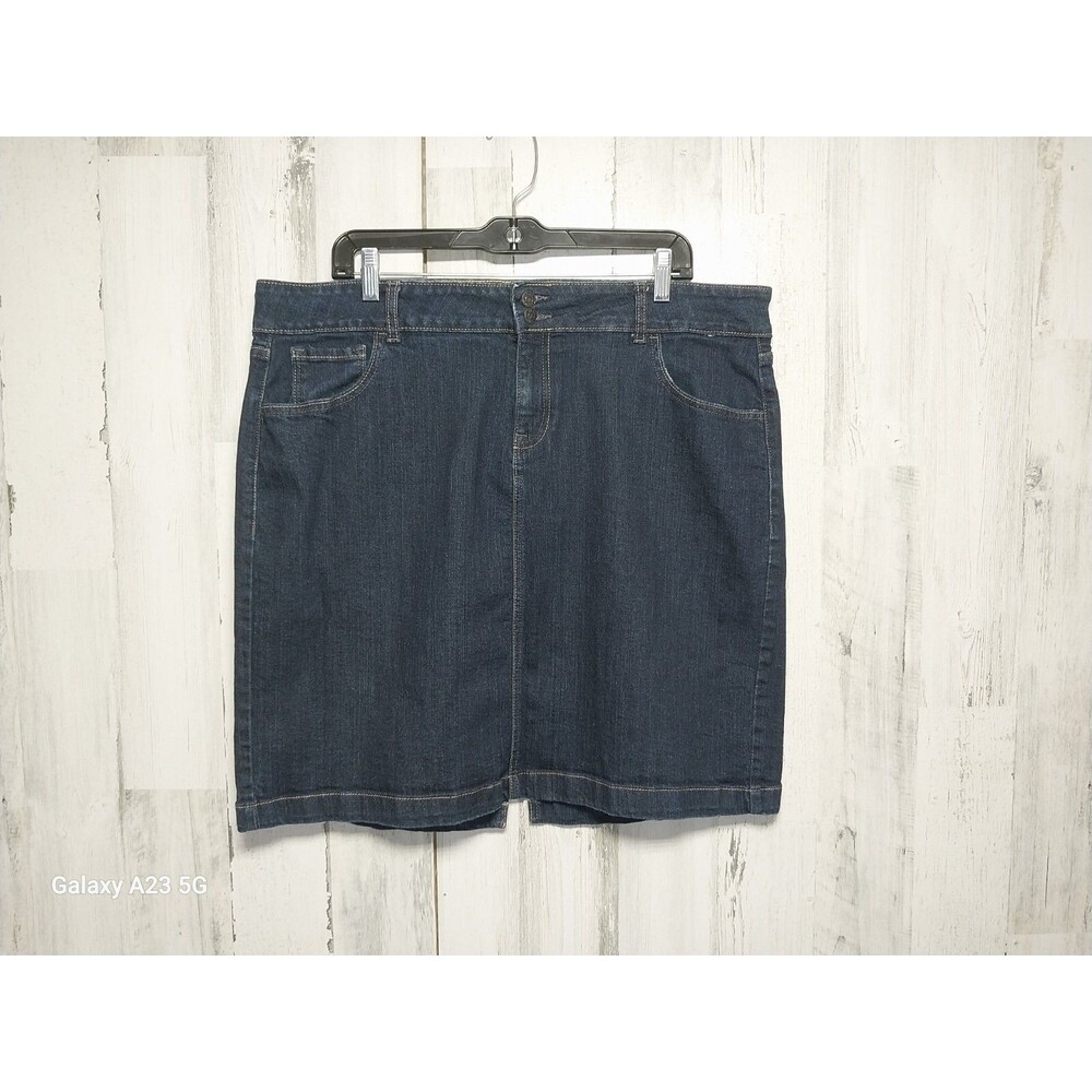 Old Navy Jean Skirt Womens 18 Blue Denim Slit Back Farmhouse Casual